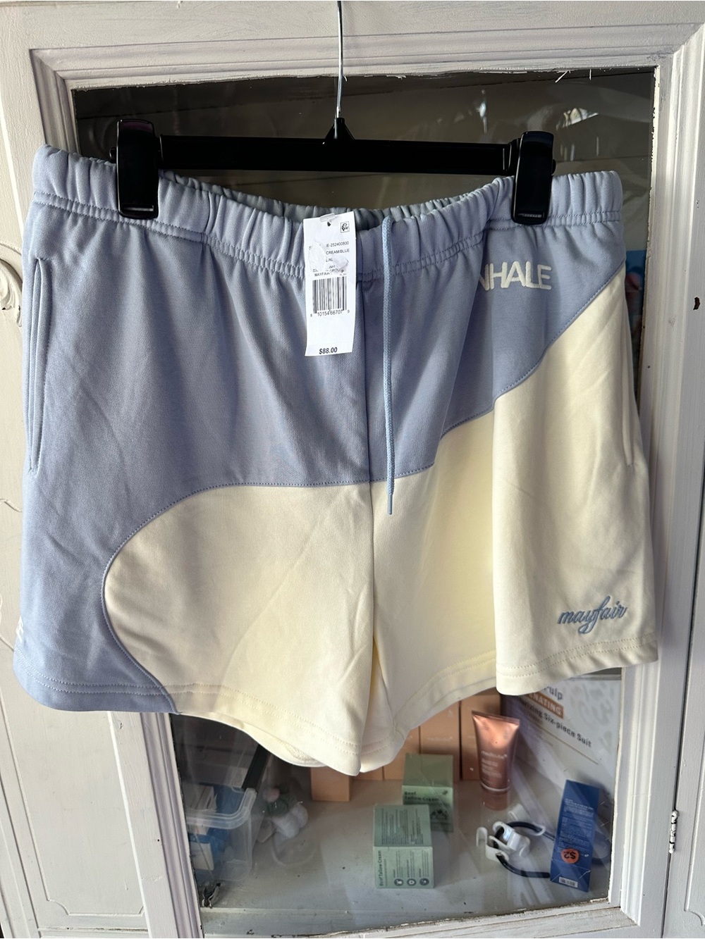 Mayfair Women’s Two-Tone Light Blue and Cream Athletic Shorts